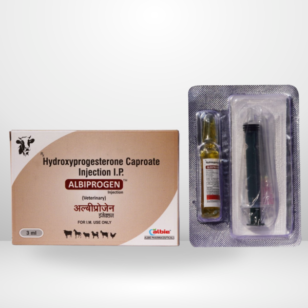 (ALBIPROGEN) Hydroxyprogesterone Caproate Injection I.P 3ml (Veterinary)